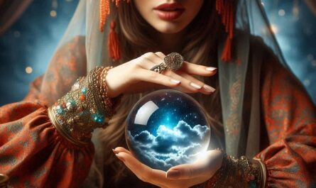 Psychic giving a reading with a crystal ball
